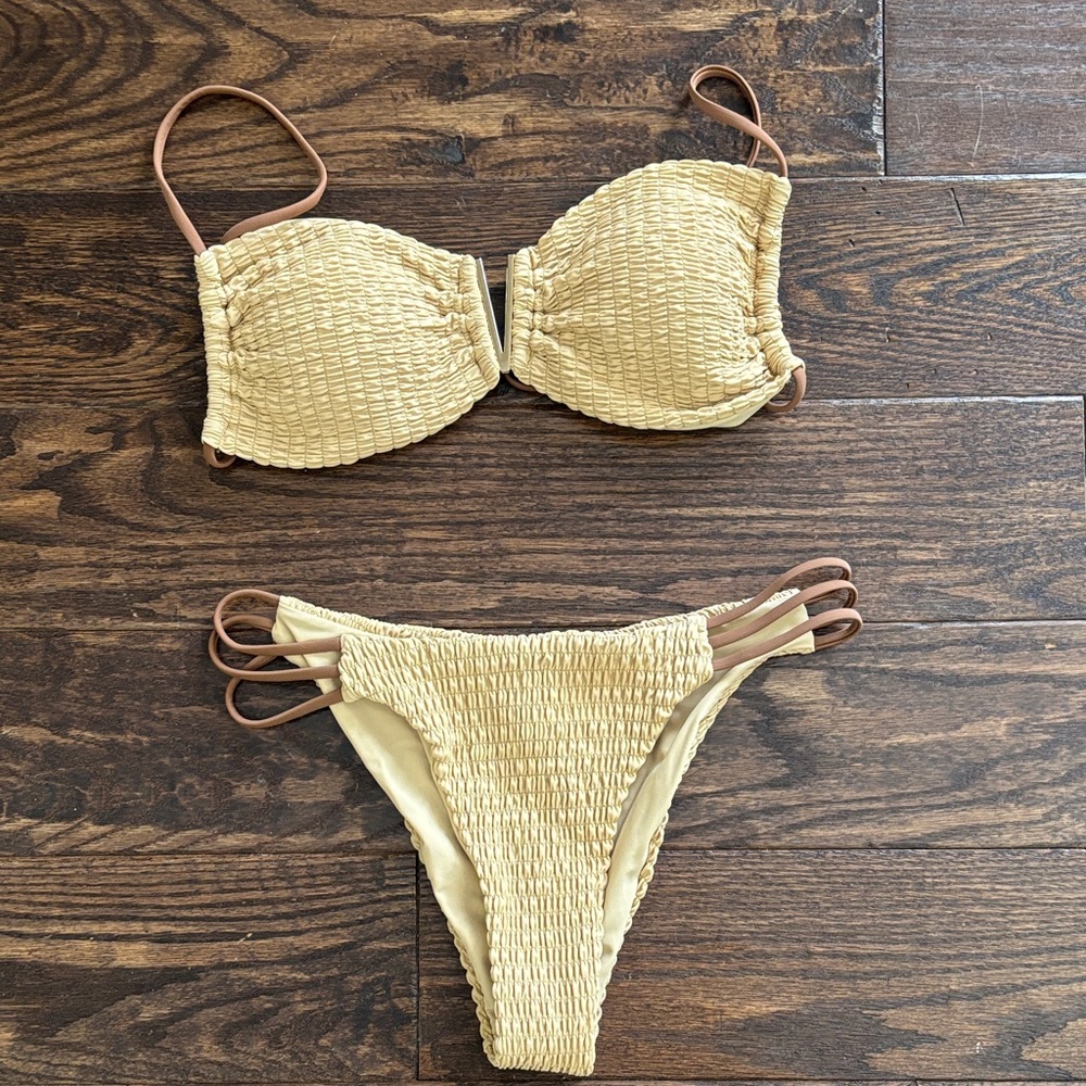 Source Unknown Textured Beige Bikini Set - image 1